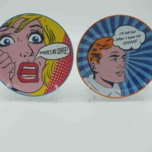 Pop Art Couple Coffee Ceramic Plates