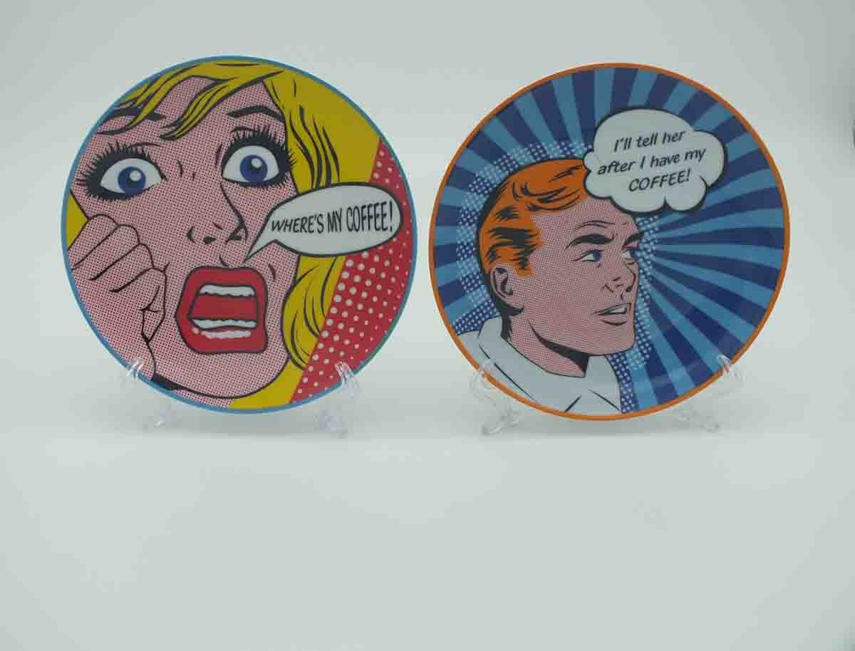 Pop Art Couple Coffee Ceramic Plates