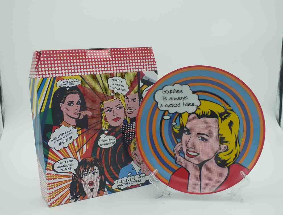 Pop Art Couple Coffee Ceramic Plates - Image 2