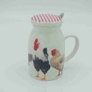 Country Chicken Print Milk Jug Storage Jar